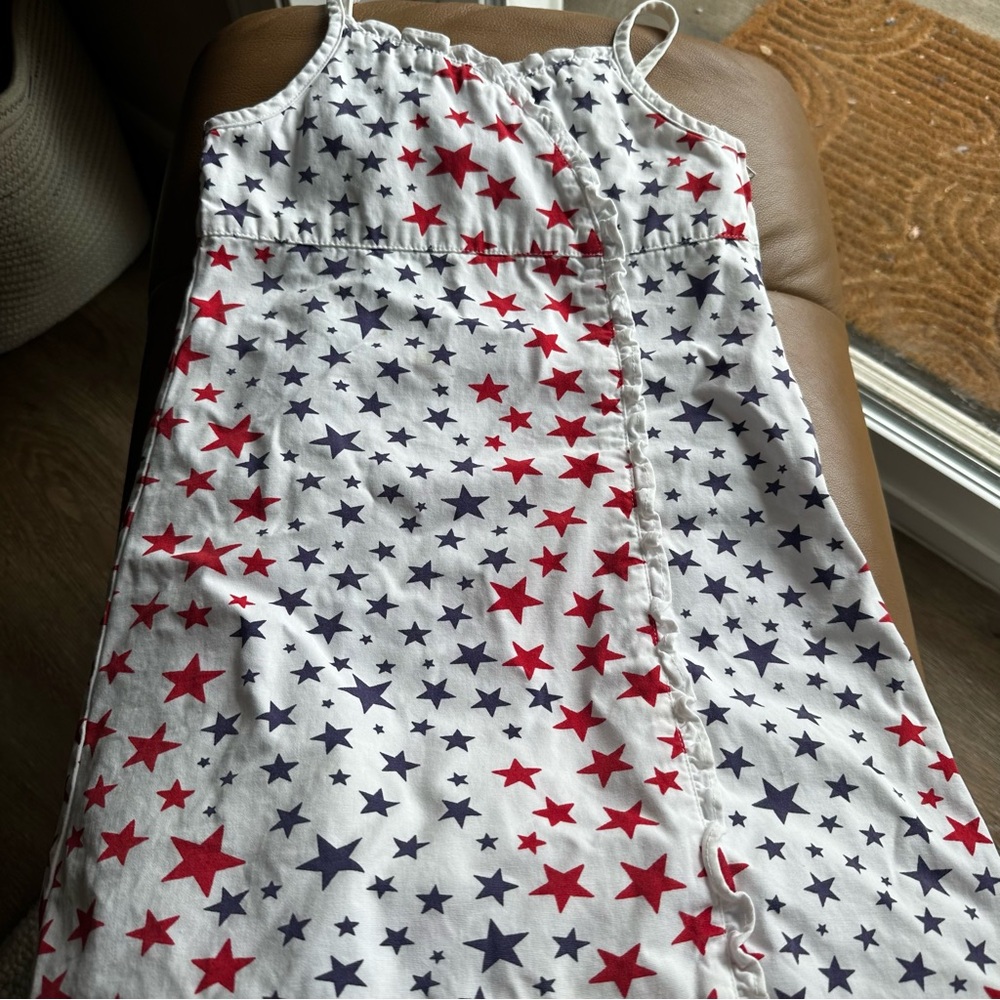 Patriotic Star Print Sleeveless Dress Red White and Blue Kids - Picture 2 of 6